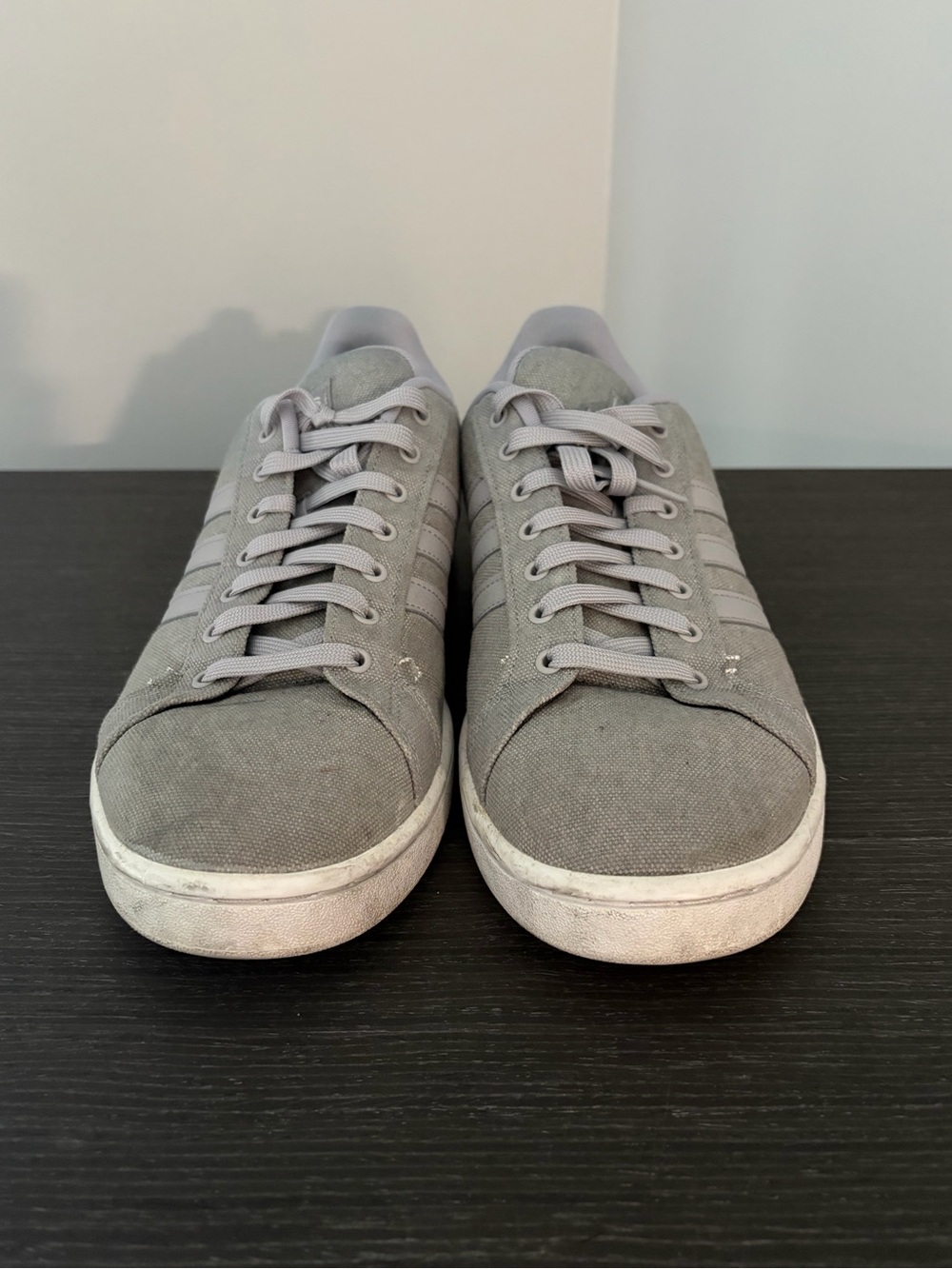 Adidas Men's Light Gray Canvas Low-Top Sneakers